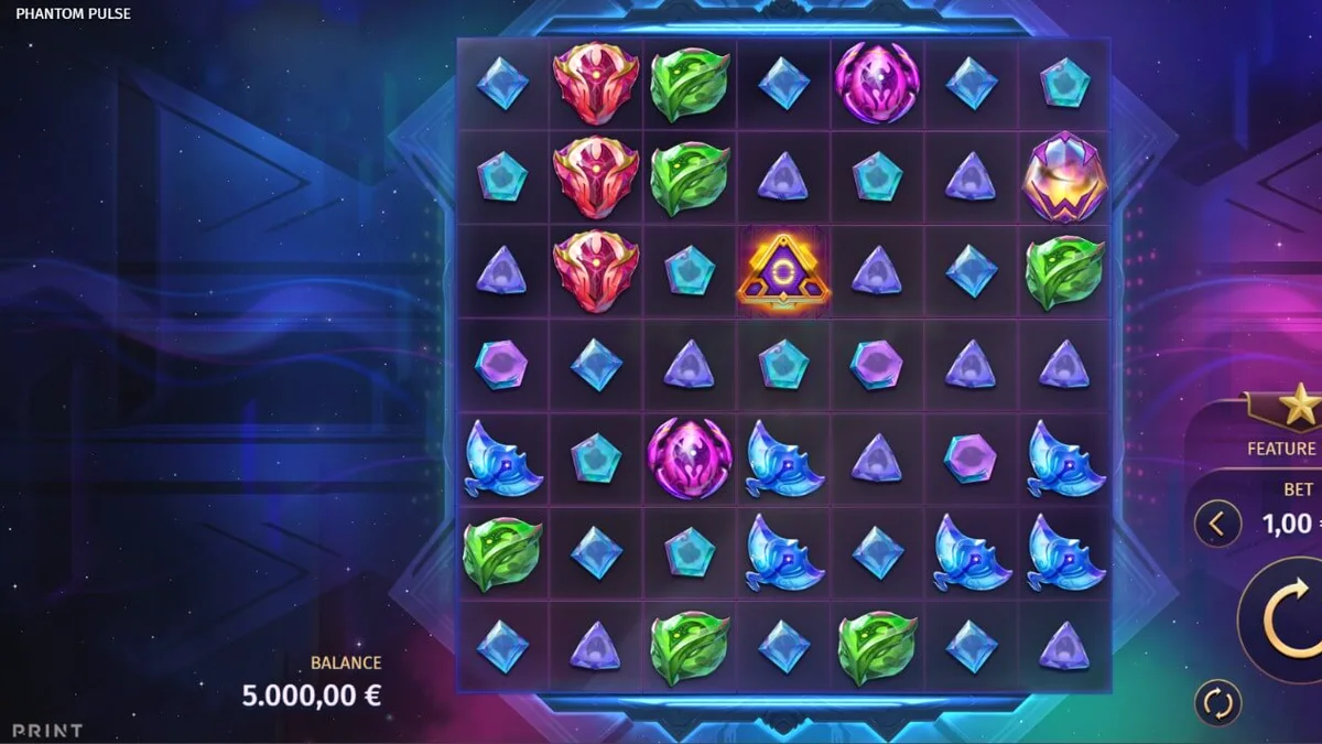 Tampilan visual futuristik dan kosmik dari slot Phantom Pulse