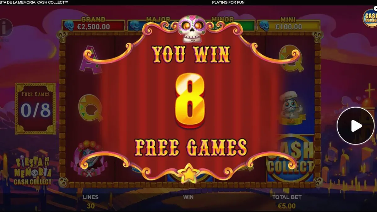 Tampilan visual neon yang meriah dari slot Fiesta de la Memoria Cash Collect