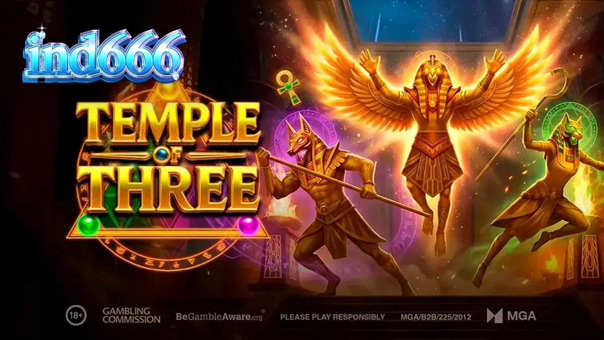 Tampilan visual slot Temple of Three dengan tema Mesir kuno